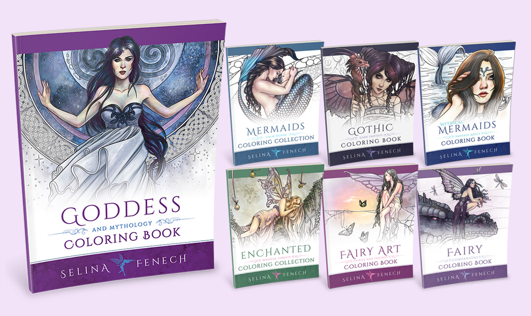 Forest Goddess Coloring Book for Adults Grayscale Goddess Coloring