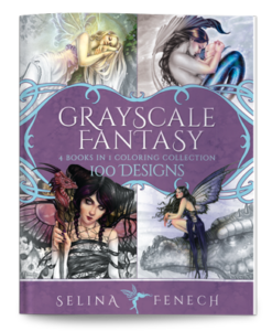 Grayscale Fantasy Coloring Collection: 100 Designs