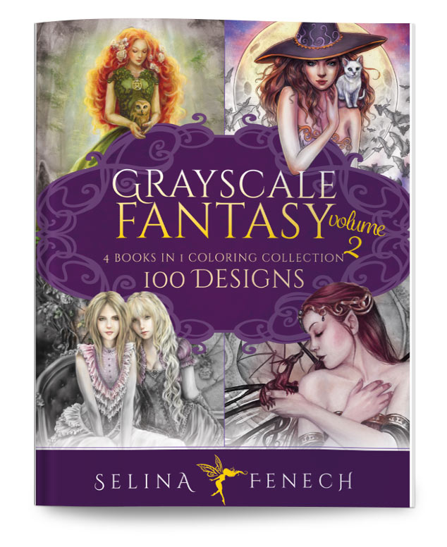Grayscale Fantasy Coloring Collection Volume 2: 100 Designs